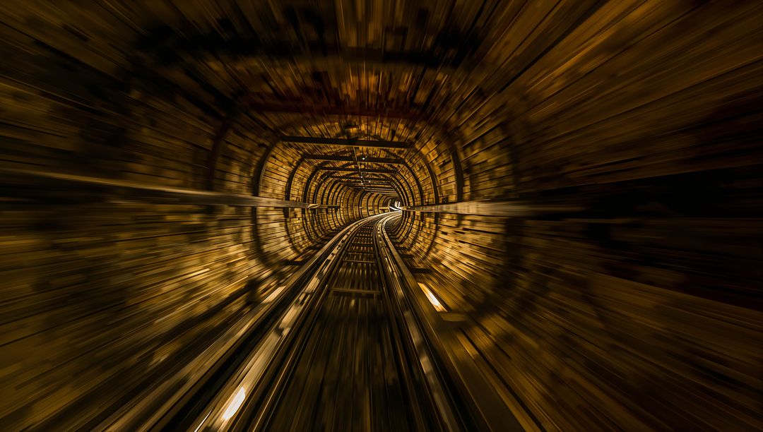 Futuristic Rails Shooting Through Underground Tunnel