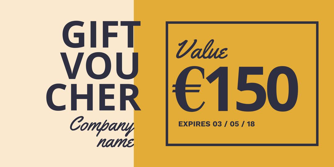 Elegant Yellow Gift Voucher With Expiry Date and Euro Value