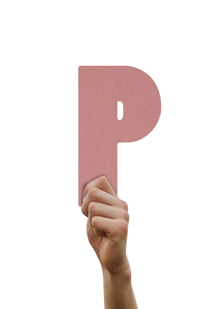 Hand Holding Transparent Beige P Letter Uppercase Sign - Download Free Stock Images Pikwizard.com