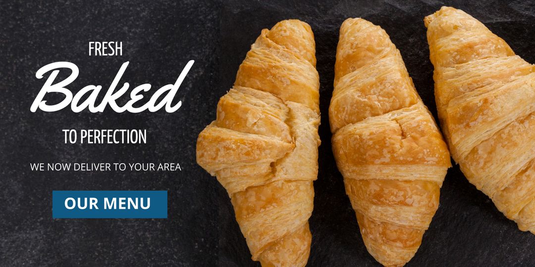 Freshly Baked Croissants with Delivery Service for Bakery Ads - Download Free Stock Templates Pikwizard.com