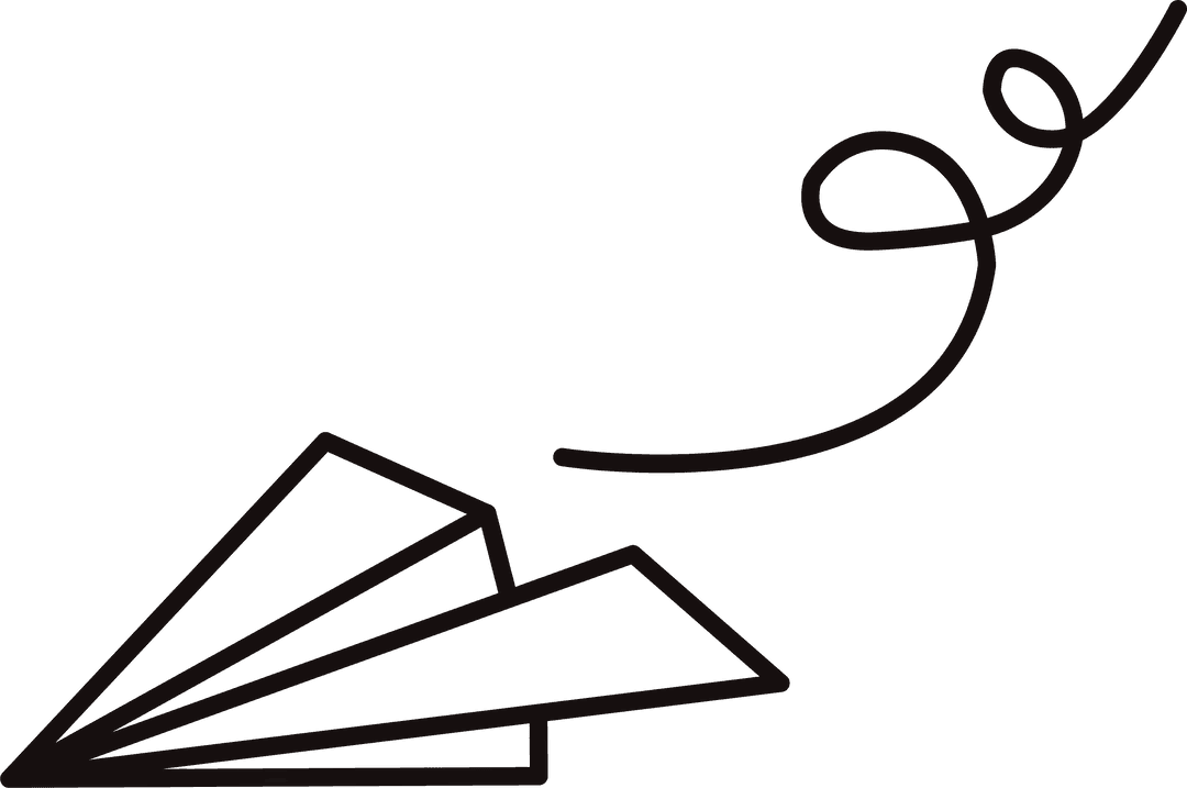 Folded Paper Airplane with Flight Line on Transparent