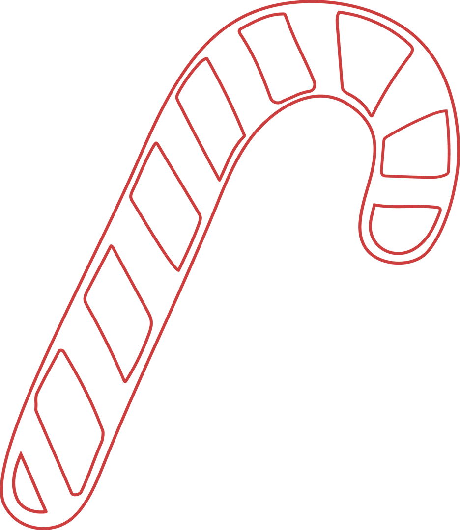 Simple Red Candy Cane Illustration with Transparent Background