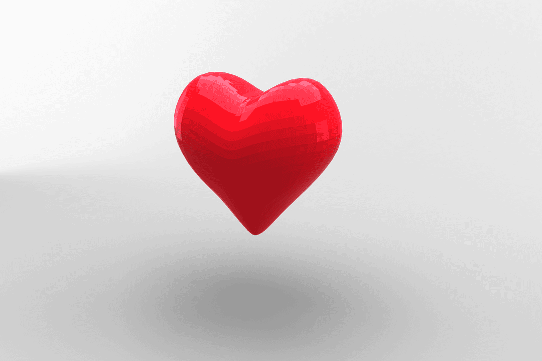 Red Heart 3D Model on Transparent Background