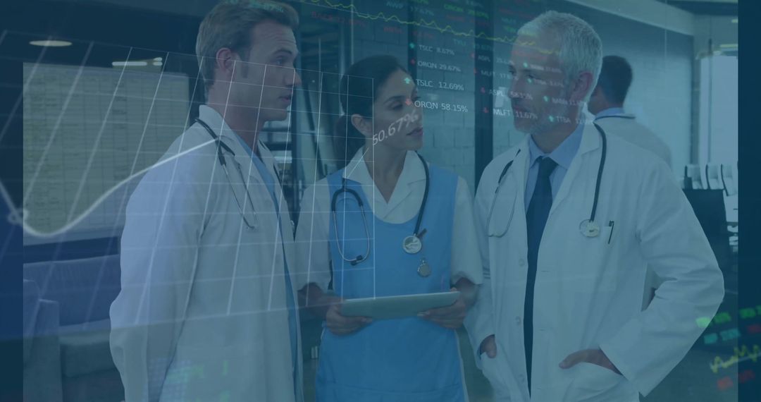 Diverse Doctors Discussing Global Medical Data Insights