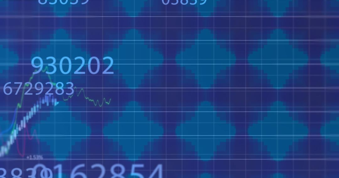 Financial Numbers and Graphs on Blue Background