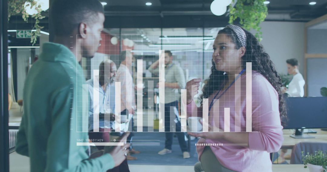 Diverse Team Engaging with Digital Financial Data in Modern Office