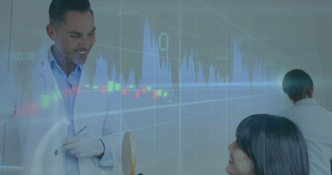 Physician Interpreting Medical Data for Patient with Technological Overlay