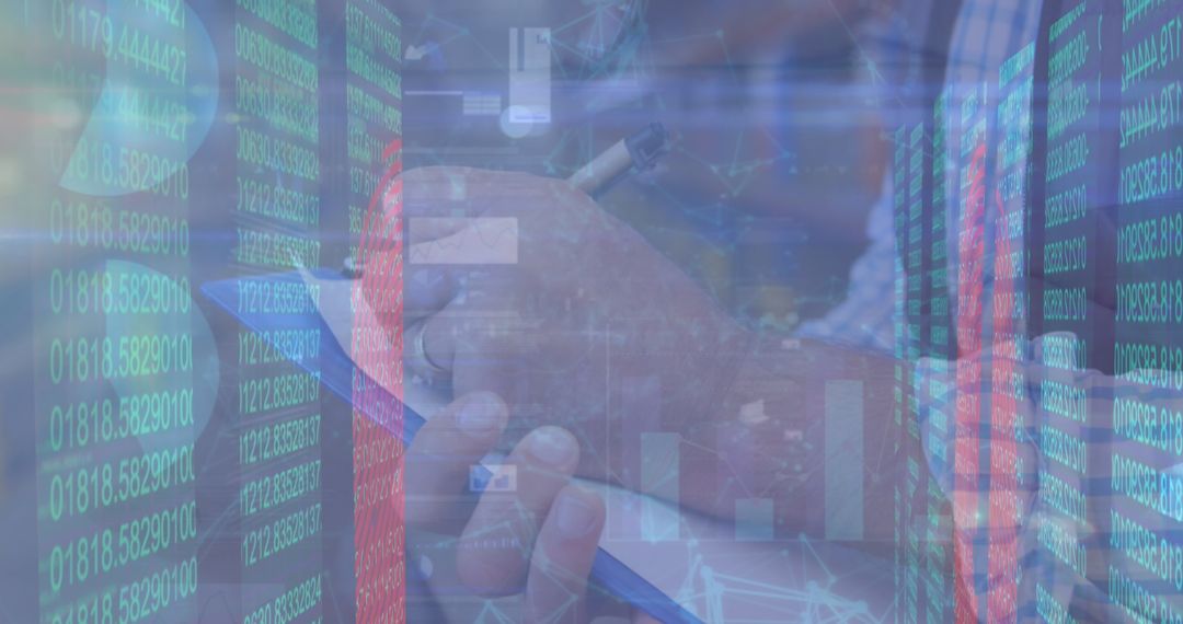 Financial Data Processing with Businessman Analyzing