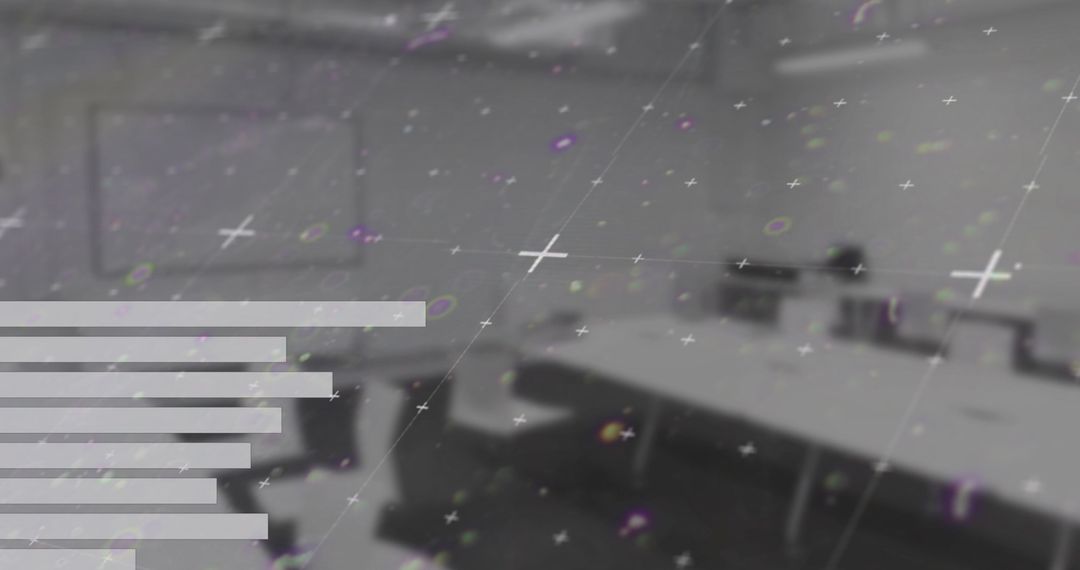 Digital Light Trails Over Office Workspace