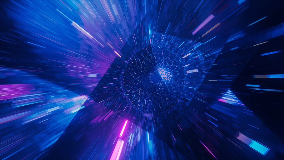 Futuristic Geometric Structures with Neon Light Effects