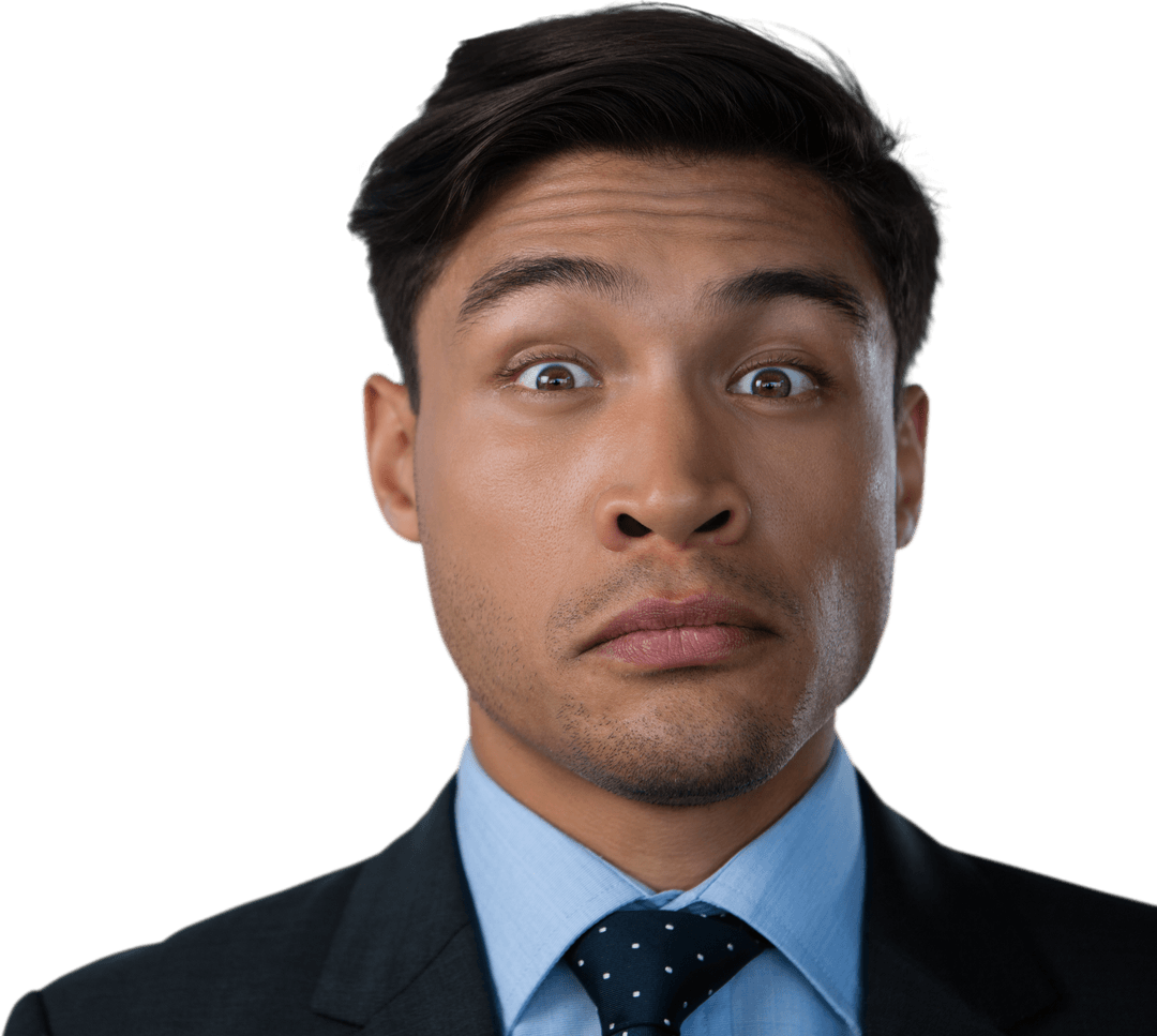 Surprised Businessman Portrait Transparent Background
