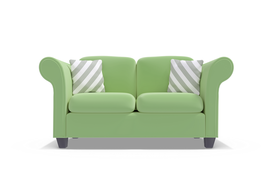 Comfortable Green Sofa with Stripe Cushions on Transparent Background - Download Free Stock Images Pikwizard.com