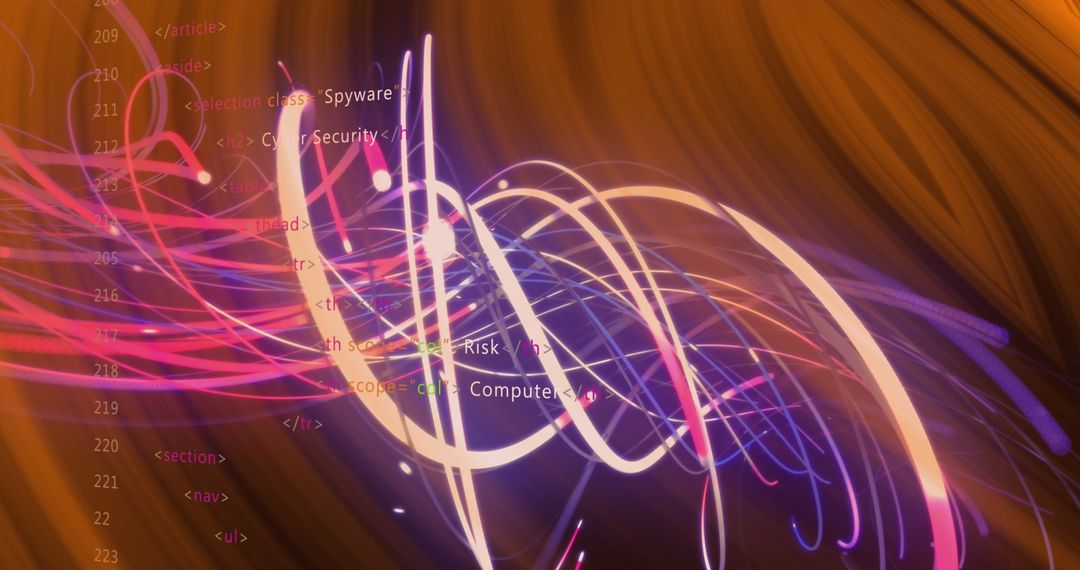 Abstract Data Processing with Futuristic Neon Waves