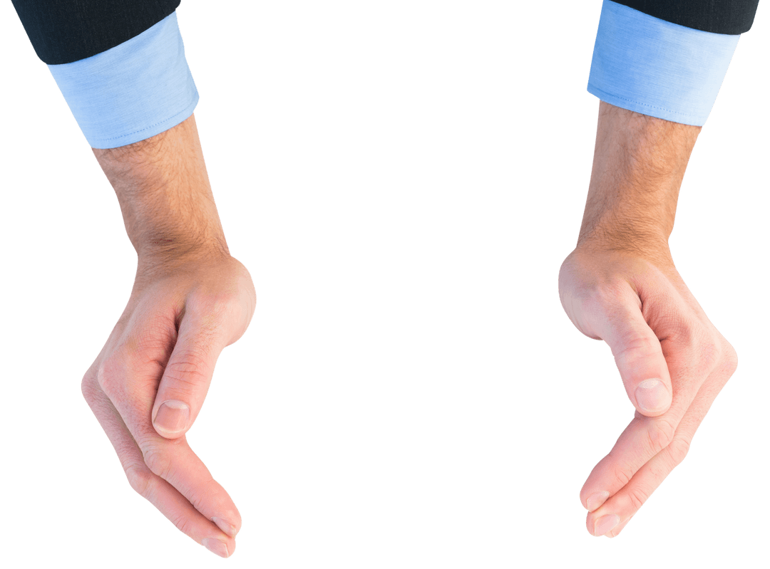 Transparent Businessman's Hands with Open Gesture Only Upper Part