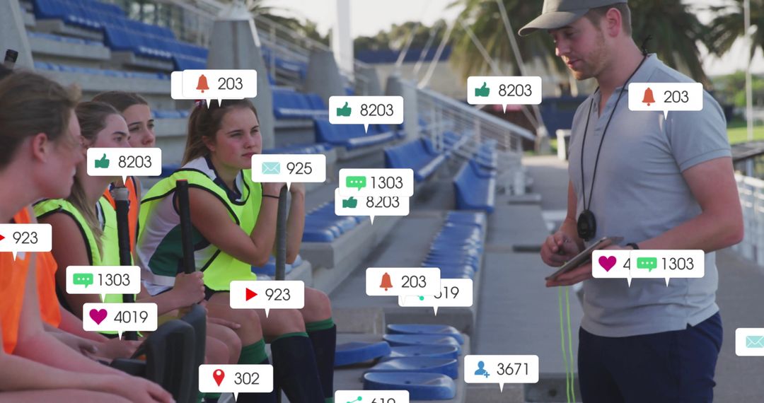 Youth Soccer Team Coaching Social Abstract with Notifications