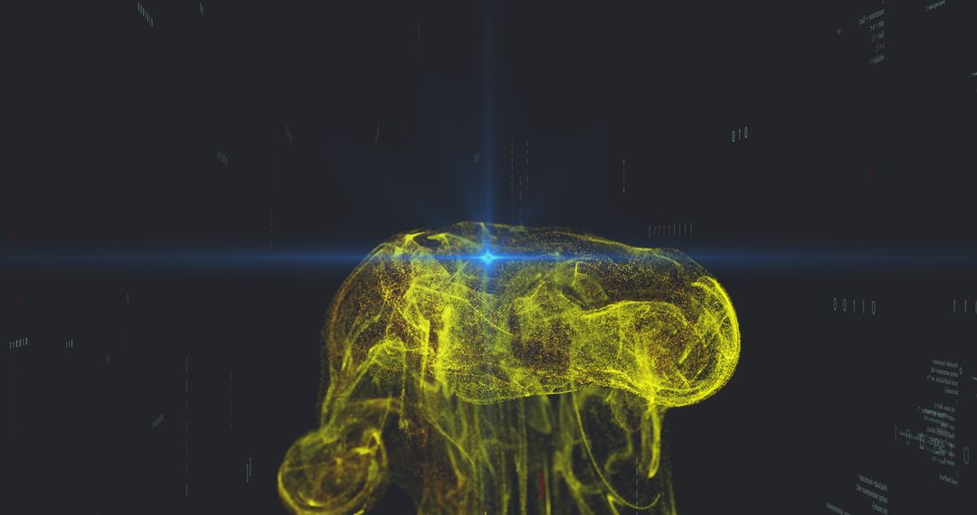 Futuristic Digital Neural Network Visualization in Yellow and Blue