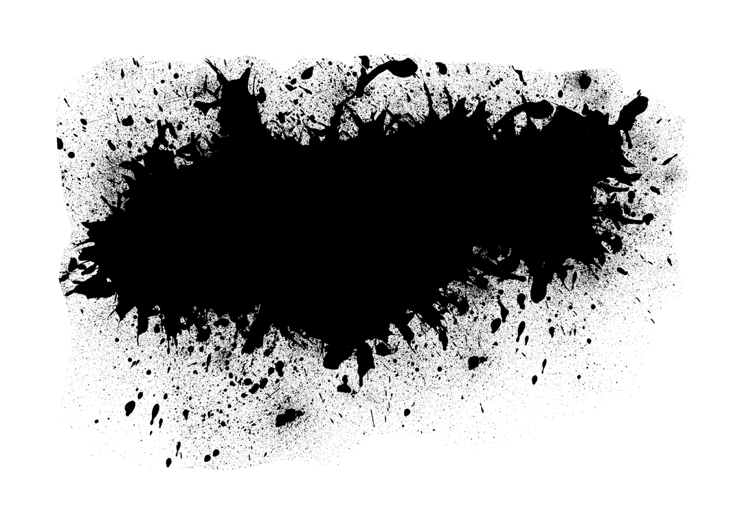 Black Ink Splatter on Transparent Background