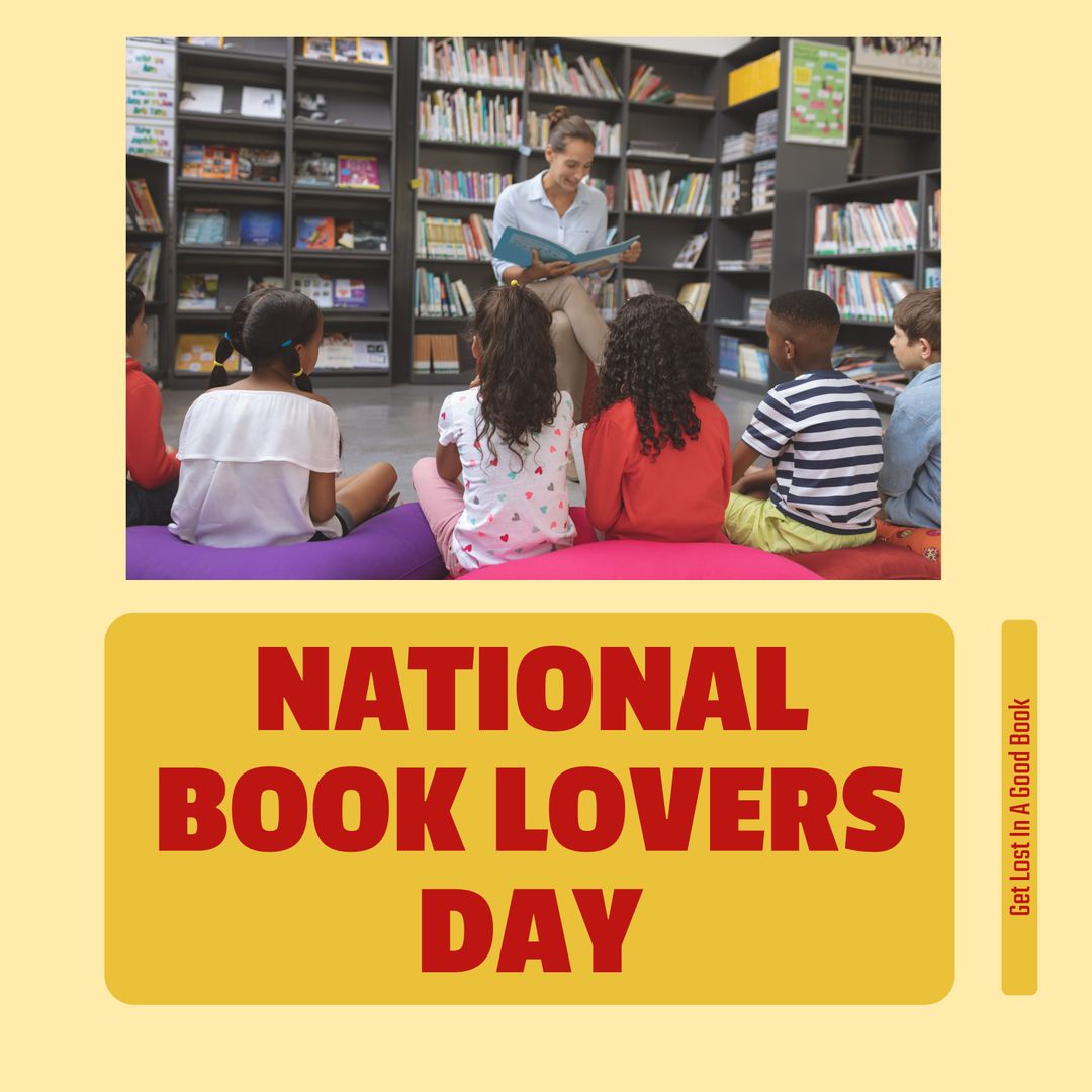 Teacher Reading to Diverse Group on National Book Lovers Day