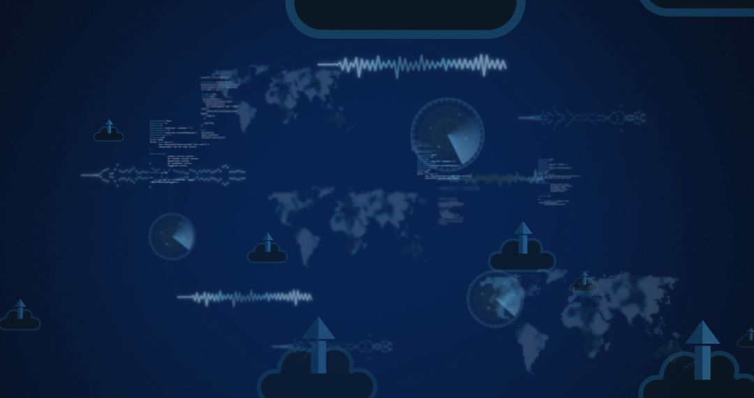 Digital Interface with Icons and Global Map