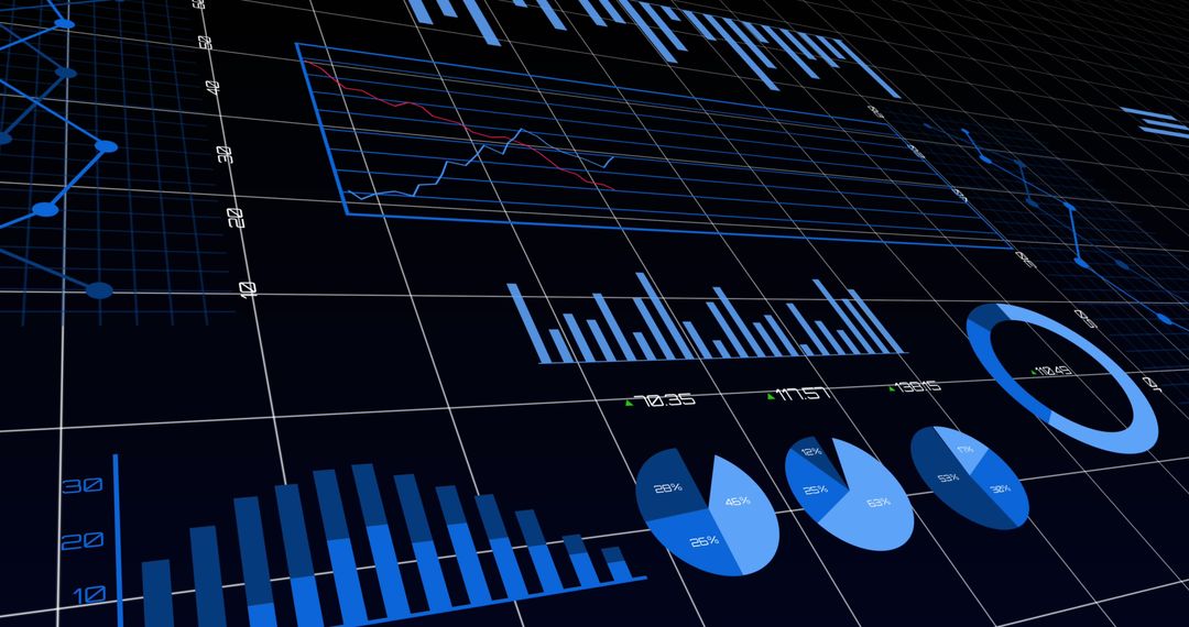 Abstract Data Interfaces with Charts and Graphs on Dark Background - Free Images, Stock Photos and Pictures on Pikwizard.com