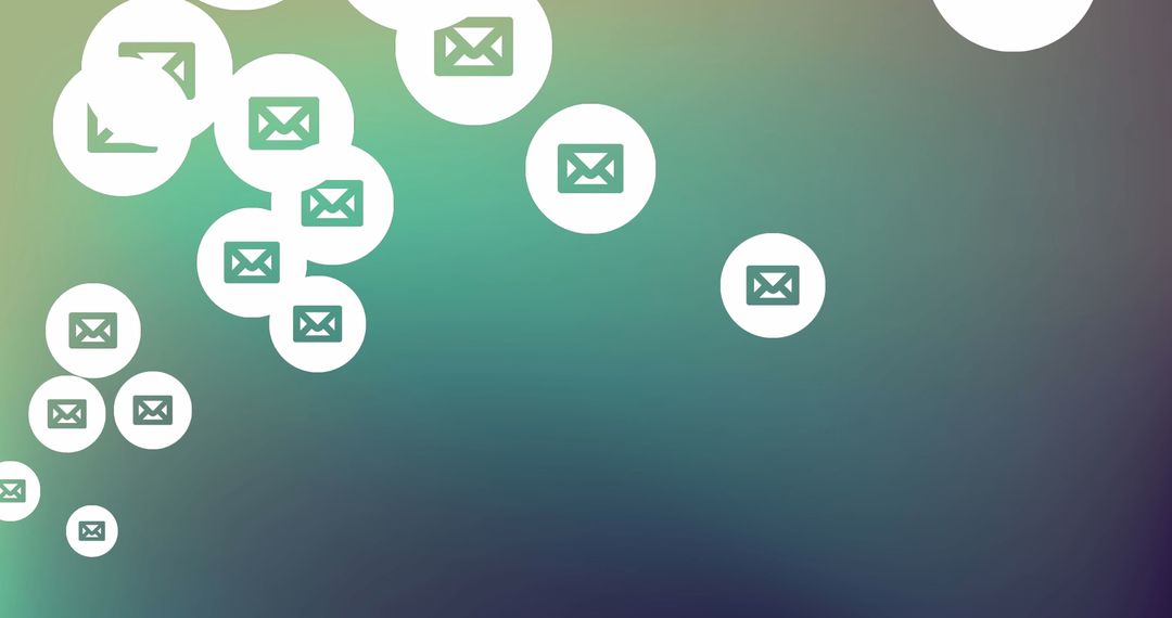 Digital Email Network Icons with Gradient Green Background