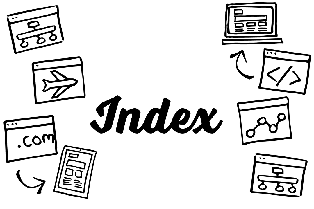 Transparent Financial Data Illustration with Index Text and Charts