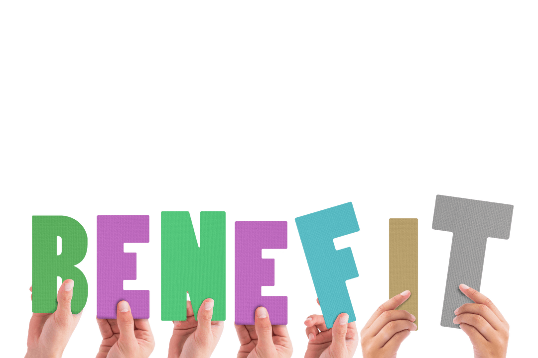 Transparent Background with Hands Holding Benefit Letters