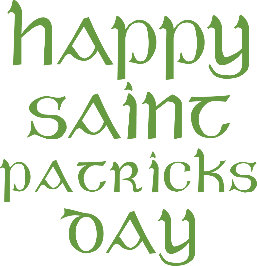 Happy Saint Patrick's Day Text on Transparent Background Vector