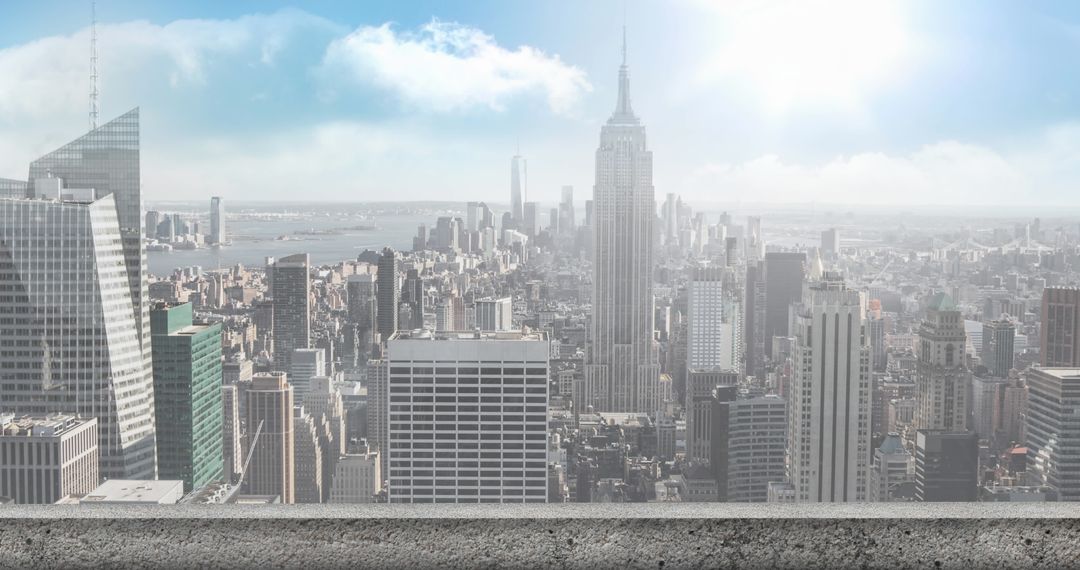 Modern City Skyline with Iconic Skyscrapers Under Clear Sky