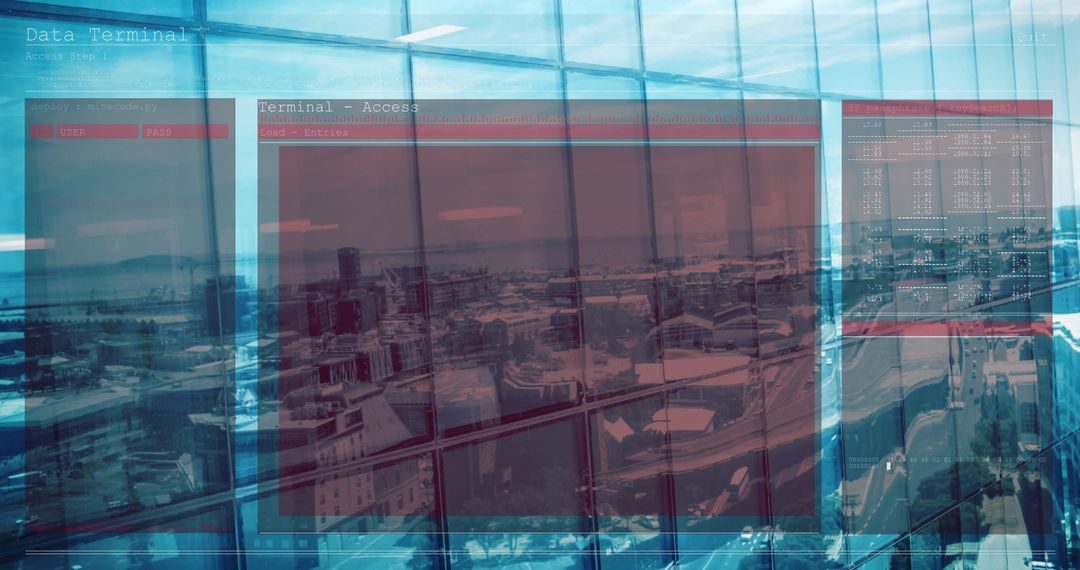 Abstract Data Processing Interface Over Modern City View