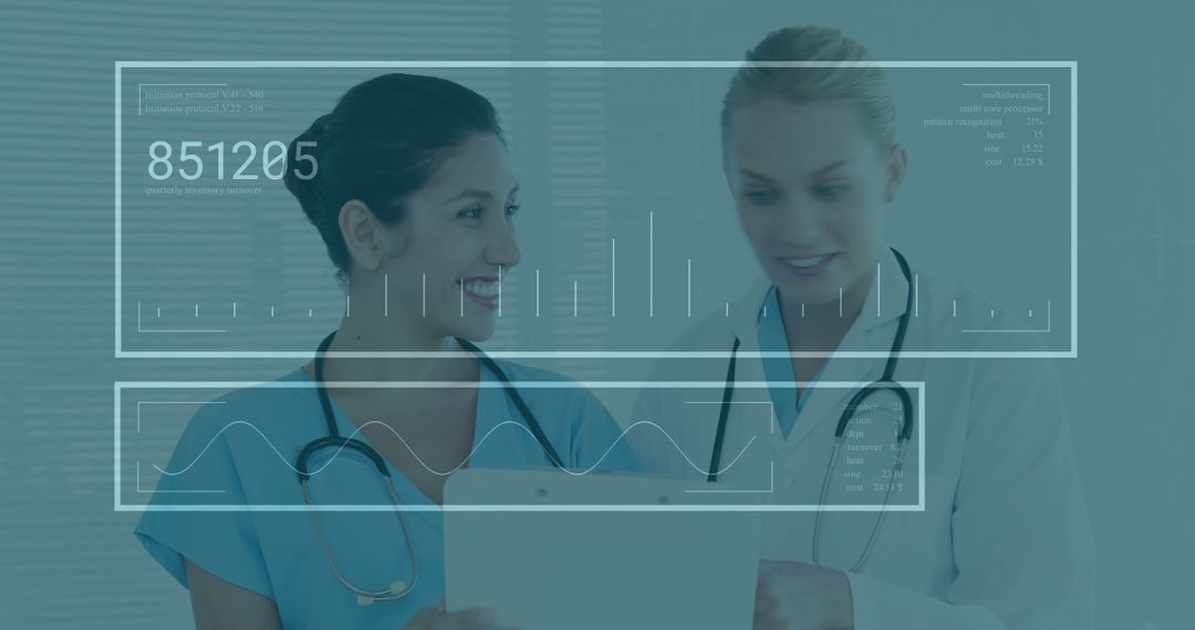 Doctors Collaborating on Digital Medical Data Trends