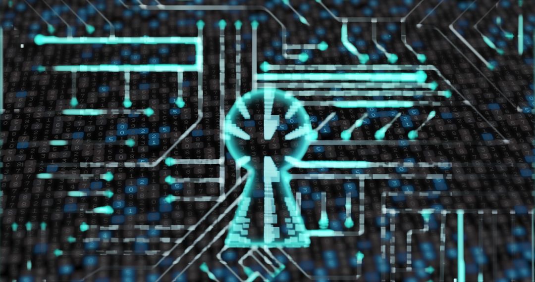 Digital Network and Security Interface with Lock Icon