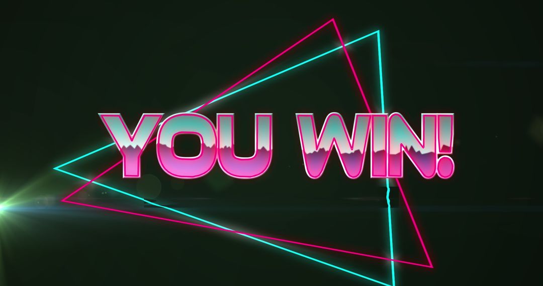 Neon You Win Graphic With Vibrant Triangles