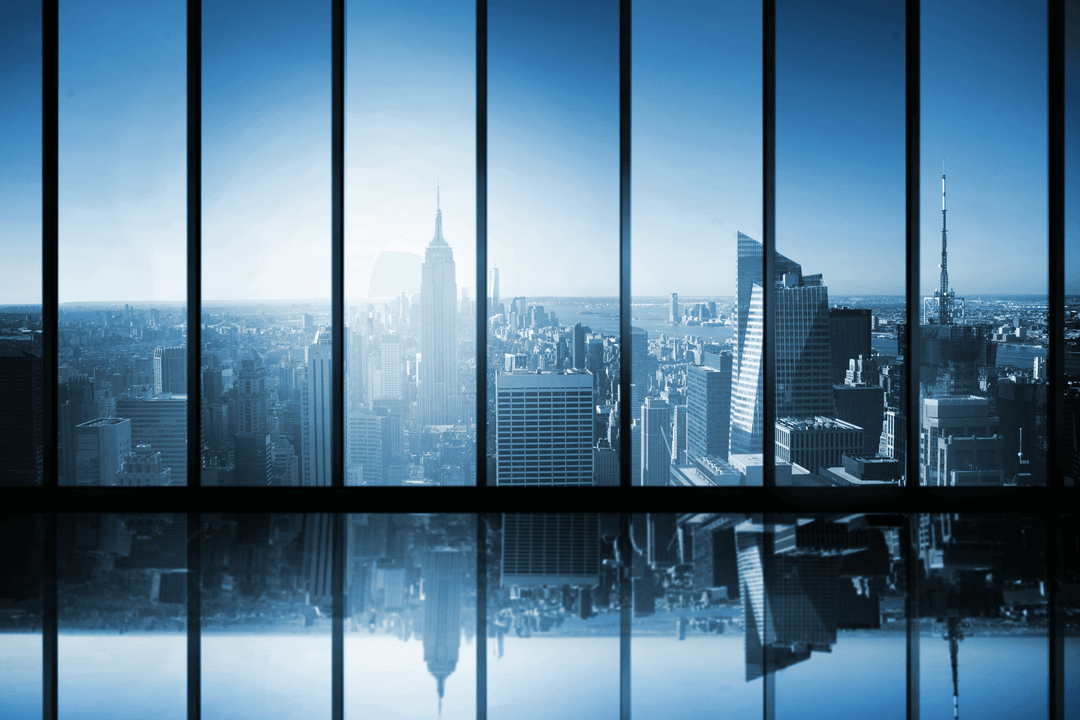Digital cityscape with transparent highlights in modern architecture scene
