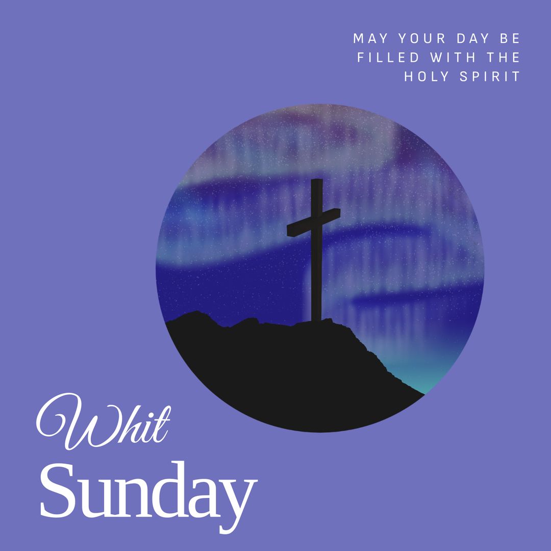 Whit Sunday Christian Cross Against Starlit Sky