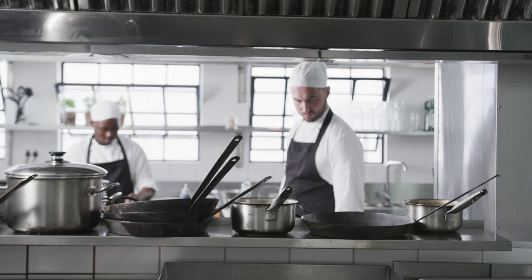 Professional Chefs Working in Industrial Kitchen with Cookware - Free Images, Stock Photos and Pictures on Pikwizard.com