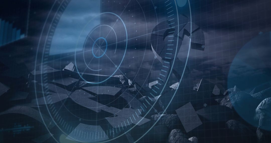 Futuristic HUD Interface Scanning Asteroid Debris Field