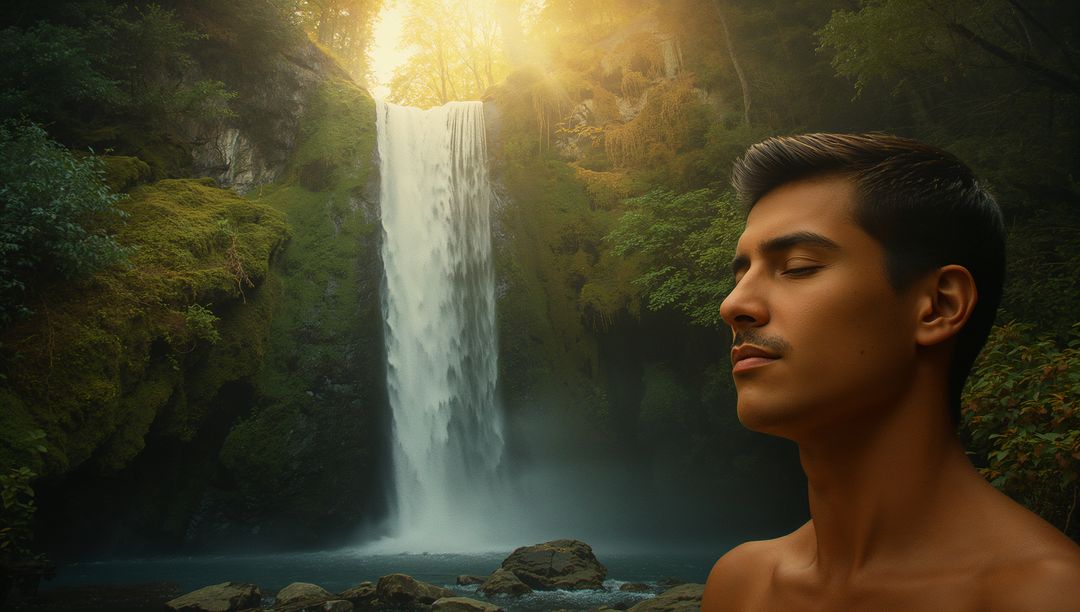 Tranquil Meditation by Mystical Forest Waterfall