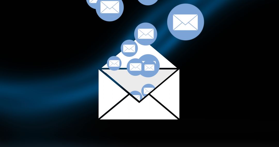 Floating Email Icons Over Blue Background Illustrating Digital Communication