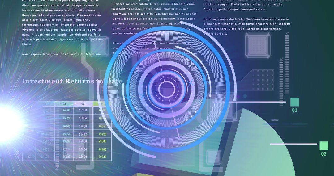 Futuristic Digital Interface with Moving Radar and Data Analysis