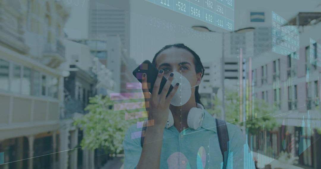 Man Communicating Through Smartphone on City Street