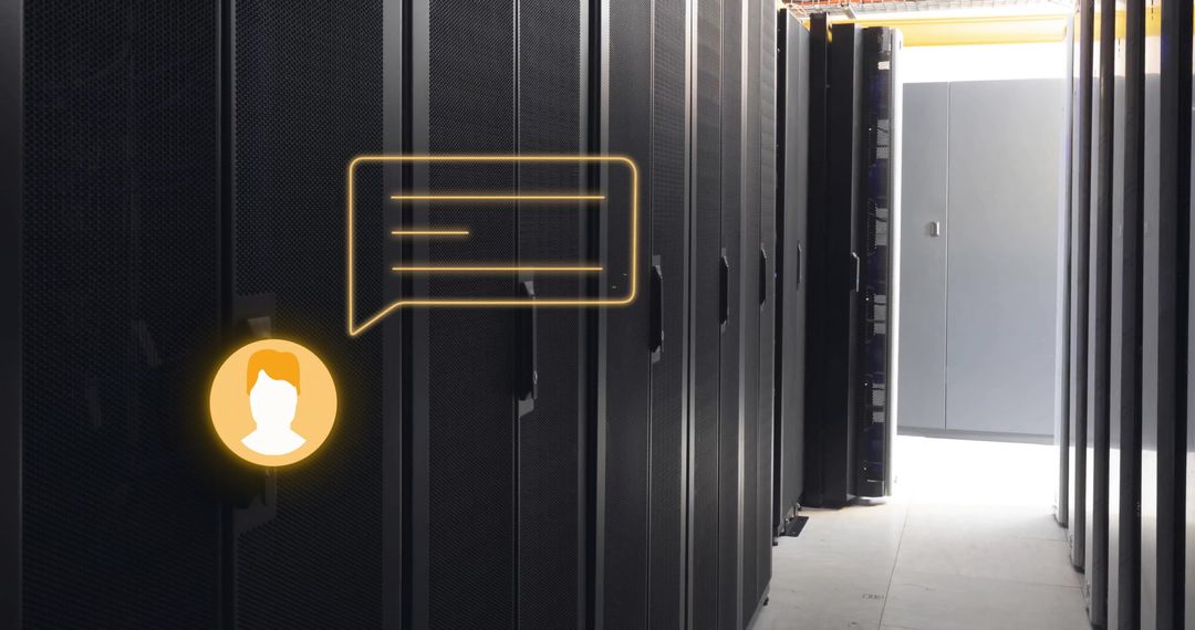 AI Chatbot Symbol Overlay in Modern Data Center