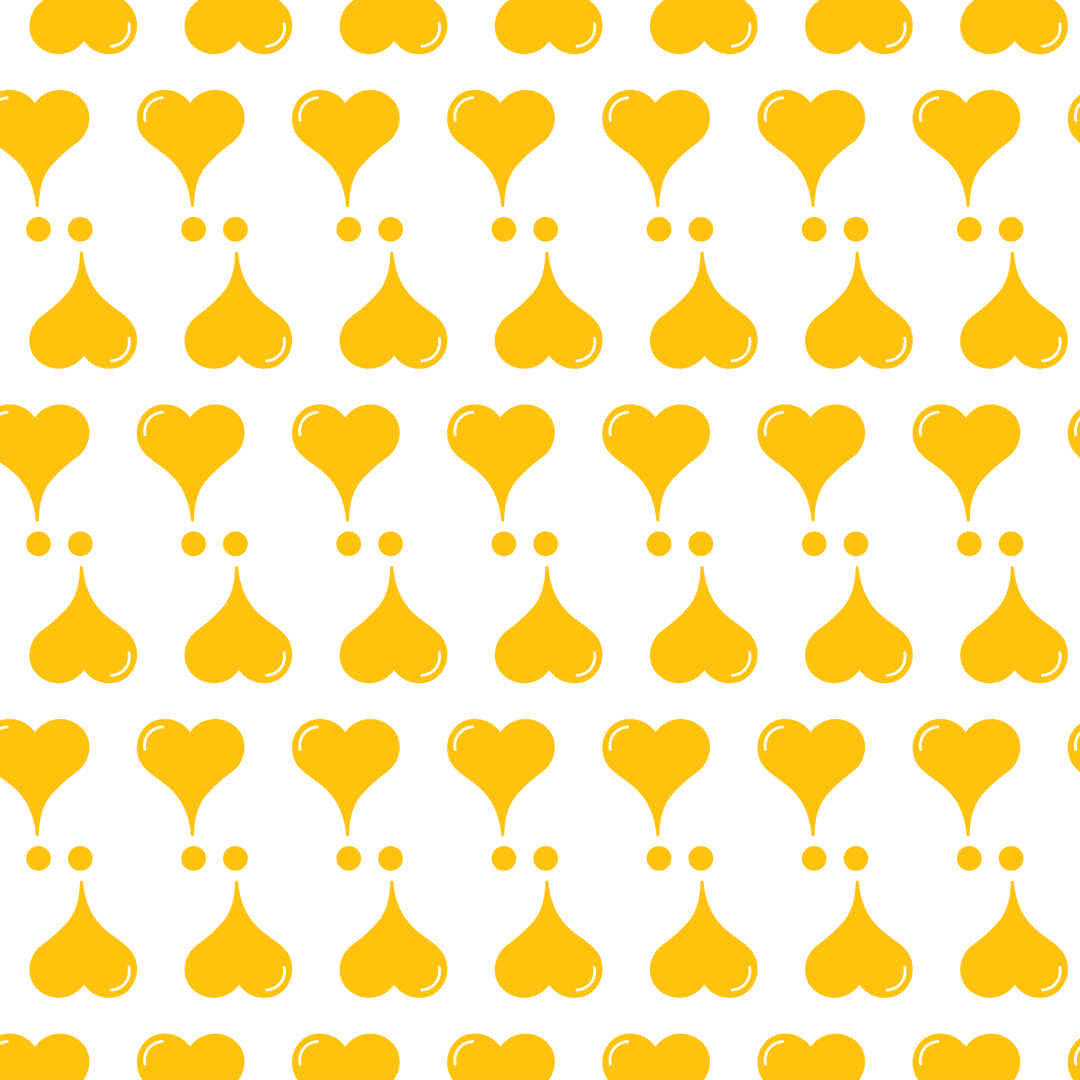 Transparent Pattern of Abstract Yellow Hearts and Shapes
