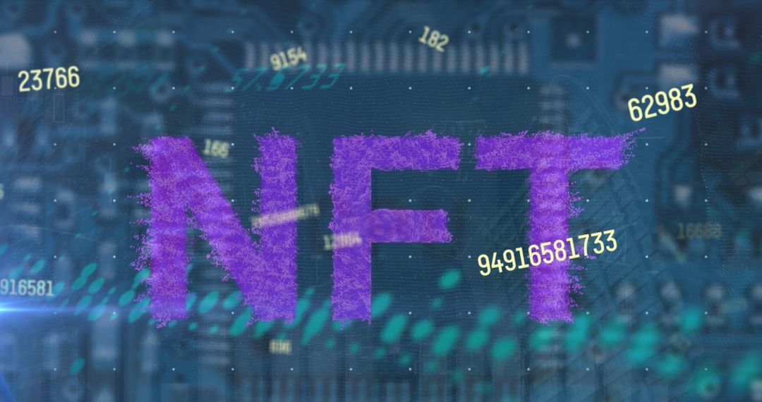 Digital NFT Concept with Numeric Overlays on Computer Background