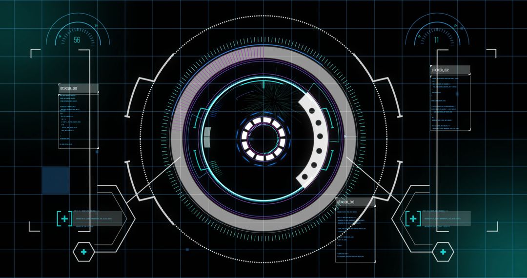 Futuristic Digital Interface with Targeting Scope and Data