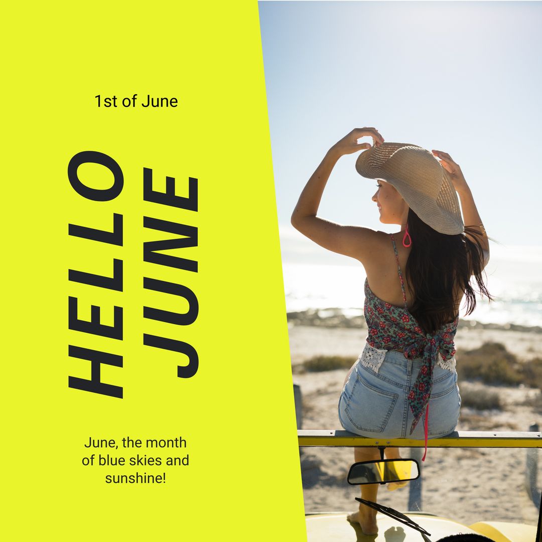 Woman in Summer Apparel Enjoying Beach With Hat