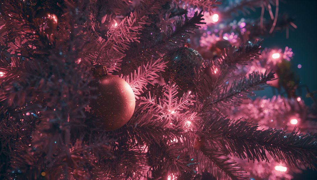 Shimmering Artificial Pine Tree with LED Lights and Ornaments