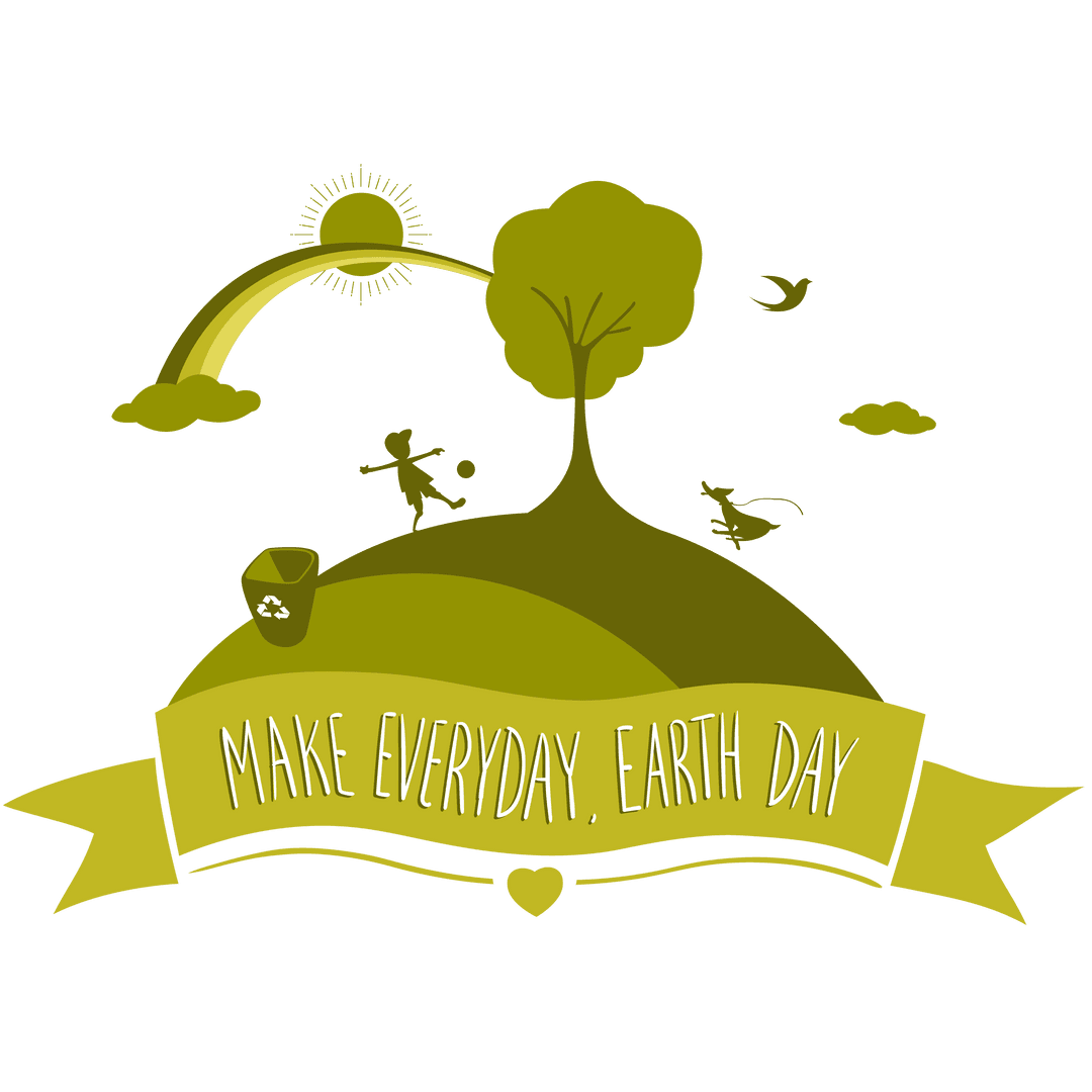 Ecology Theme Graphic with Earth Day Message on Transparent Background