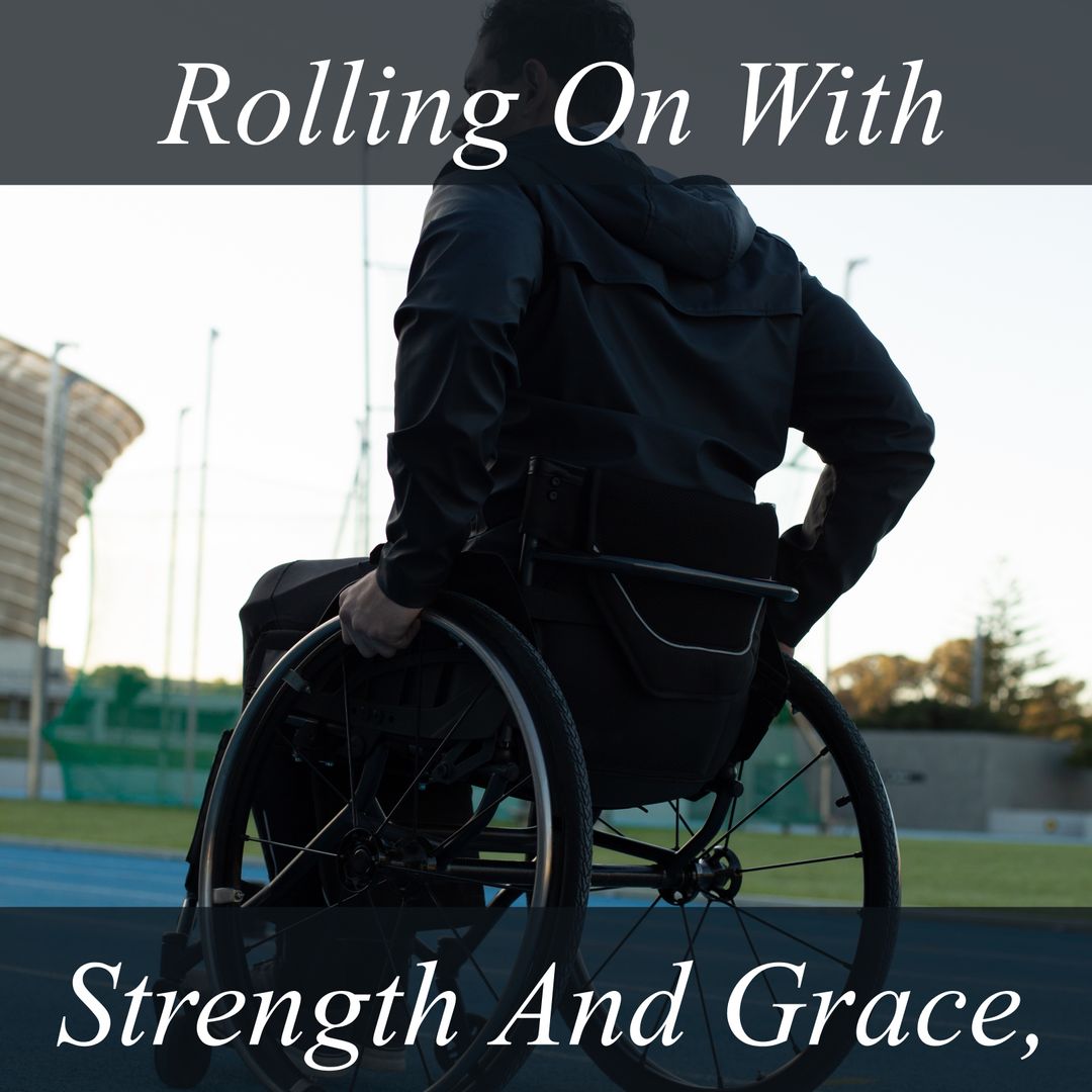 Caucasian Man in Wheelchair at Stadium: Strength and Grace