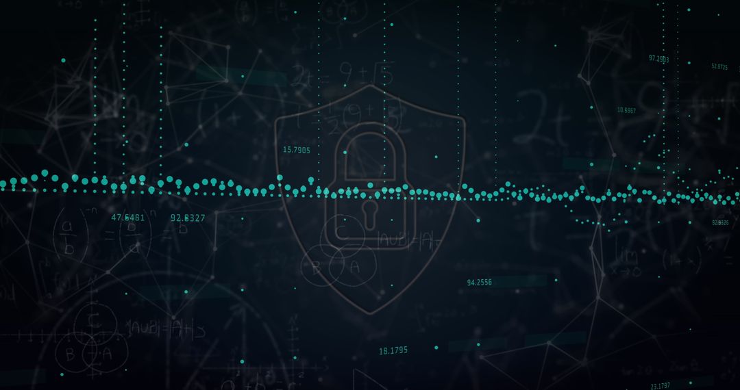 Digital Lock Icon on Data Flow Background Showing Cybersecurity Concepts